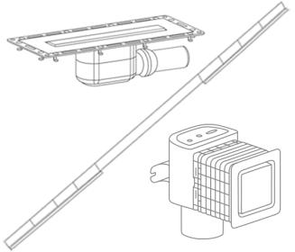 Canaleta de ducha TistoLine, canaleta de ducha CeraWall Individual, válvula de aireación DallVent WE para montaje empotrado