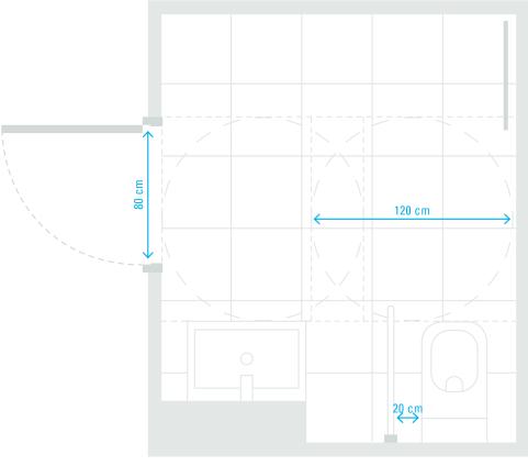 Sample layout of a barrier-free bathroom