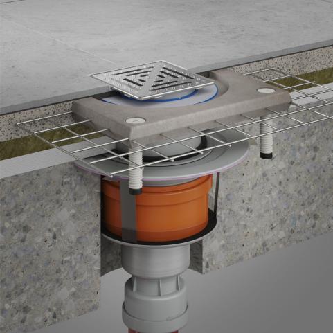 Ochrona przeciwpożarowa do wpustów podłogowych i odpływów liniowych w stropach betonowych
